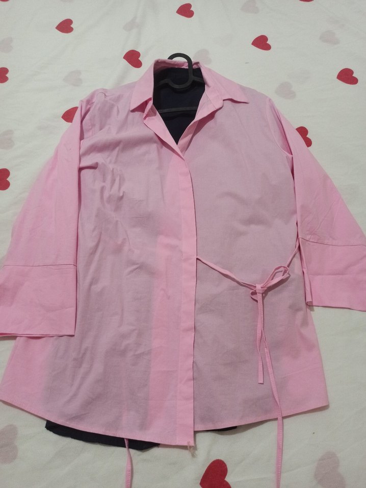 Pembe Uzun Kollu Kadın Gömlek - Görsel 3