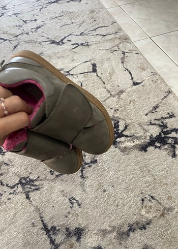 Kız Çocuk Gri Cırtcırtlı Sıcak içi pofuduk ayakkabı - Görsel 4