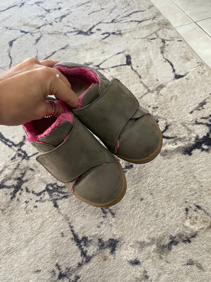 Kız Çocuk Gri Cırtcırtlı Sıcak içi pofuduk ayakkabı - Görsel 3