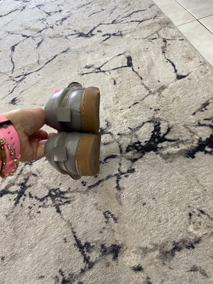 Kız Çocuk Gri Cırtcırtlı Sıcak içi pofuduk ayakkabı - Görsel 5