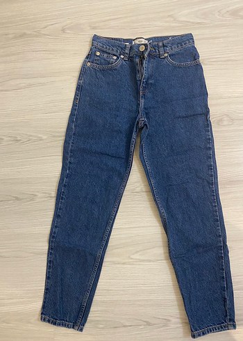 Mango Koyu Mavi Yuksek Bel Denim Jean