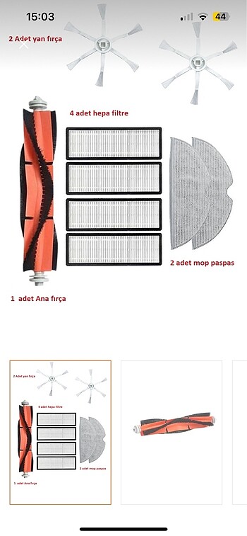 Xiaomi mi vacuum mop 2 yedek fırça seti