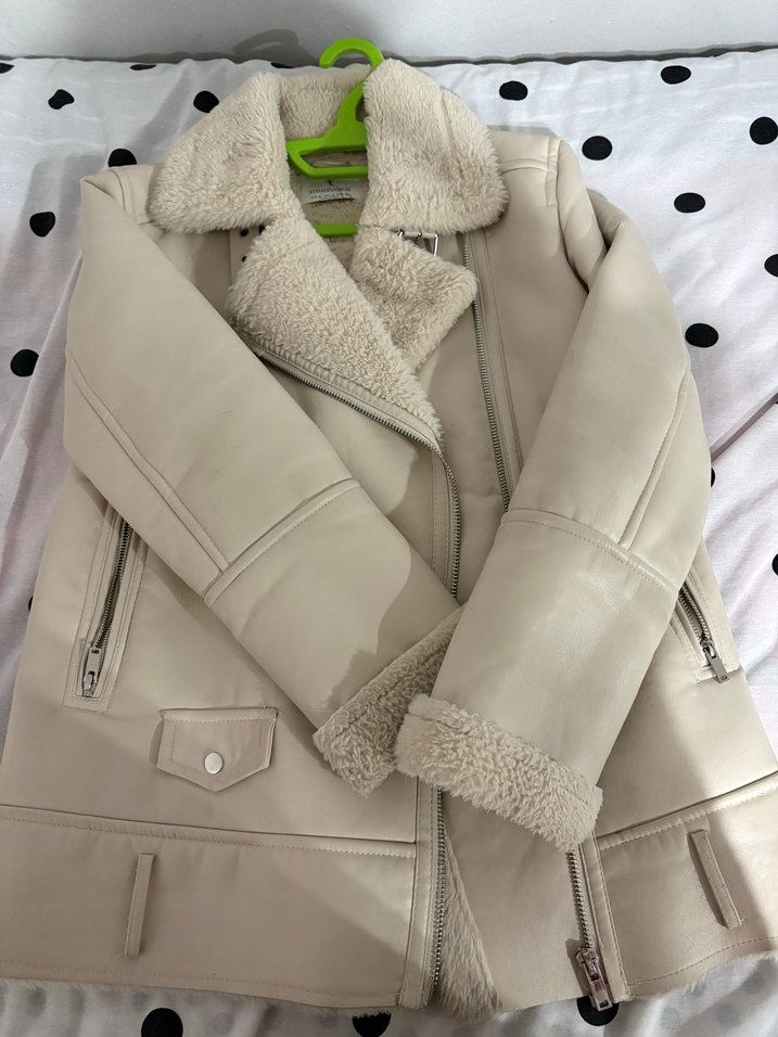 Stradivarius  Kürklü Deri Kadın Ceket - Görsel 2