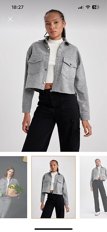 Defacto Gri Crop Ceket
