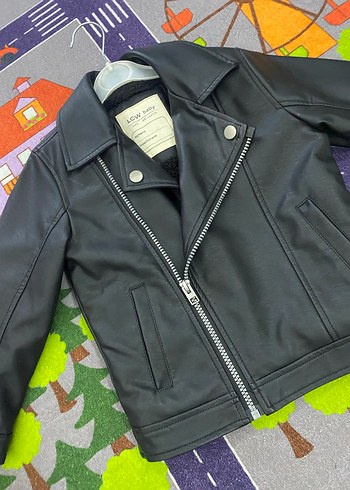 4 Yaş Beden siyah Renk Kız Çocuk Siyah Deri Biker Ceket