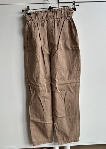 Bej Kemerli Kadın Keten Pantolon - Görsel 4