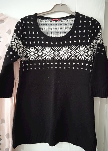 Siyah Desenli Kadın Triko Kazak - Görsel 2