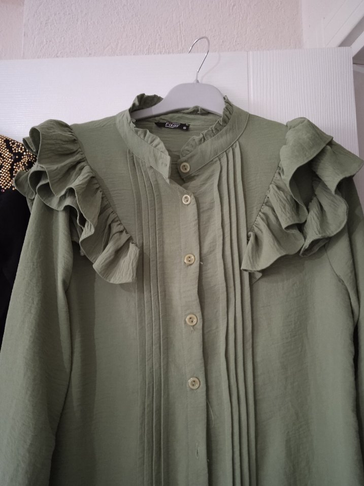 Fırfırlı Keten Kadın Tunik - Salaş Kesim - Görsel 3