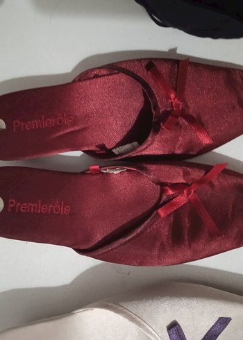 Bordo Saten Stiletto Topuklu Kadın Terlik