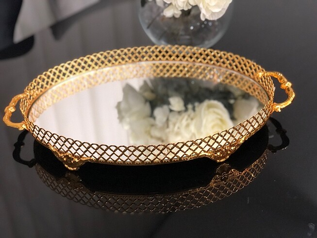 Oval aynalı sunum tepsisi