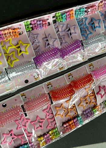 Renkli Elastik Yıldızlı Saç Tokaları Seti - Görsel 2
