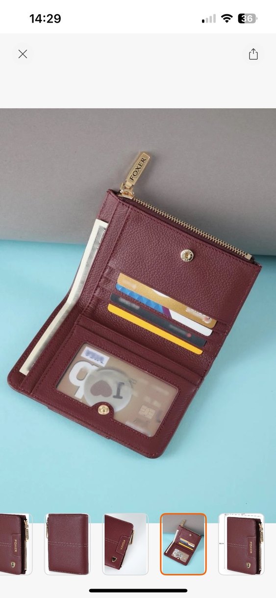 FOXER Bordo Deri Fermuarlı Kadın Cüzdanı - Görsel 3