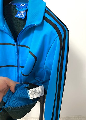 l Beden mavi Renk Adidas orijinal Mavi Fermuarlı Yüksek Yaka Erkek Sweatshirt