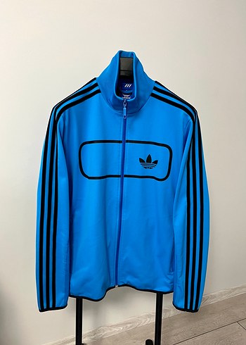 Adidas orijinal Mavi Fermuarlı Yüksek Yaka Erkek Sweatshirt