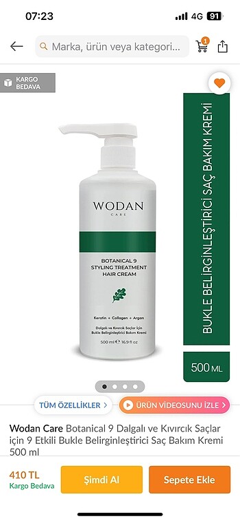 WODAN BOTANICAL 9 SAÇ BAKIM KREMİ 500ML