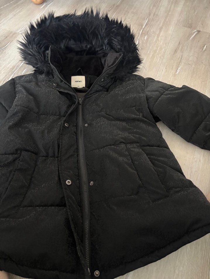 Koton Suni Kürklü kapüşonlu Siyah Kadın Şişme Mont - Görsel 5