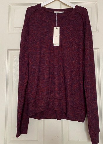 Seçil Bordo V Yaka Kadın Salaş Kazak - Görsel 4