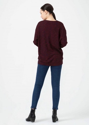 Seçil Bordo V Yaka Kadın Salaş Kazak - Görsel 3