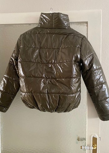 Parlak Haki renk şişme   mont - Görsel 2