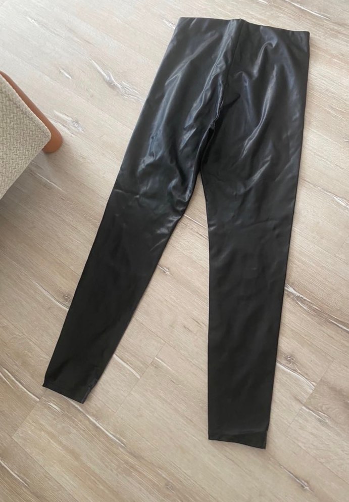 H&M Siyah Deri Kadın Tayt - Görsel 3