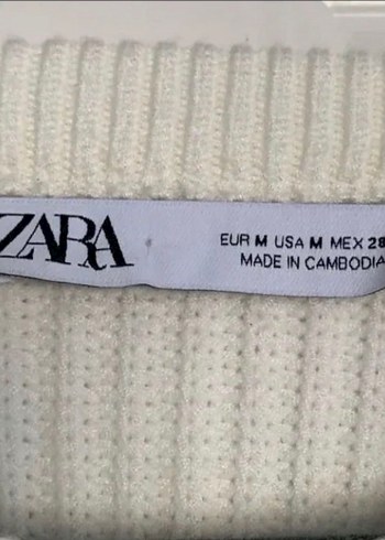 Zara Beyaz Örgü Salaş Uzun Kollu Kadın Kazak - Görsel 2