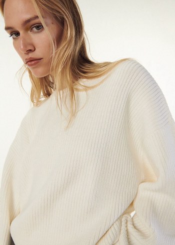 Zara Beyaz Örgü Salaş Uzun Kollu Kadın Kazak - Görsel 5