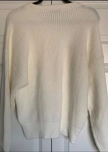 Zara Beyaz Örgü Salaş Uzun Kollu Kadın Kazak - Görsel 4