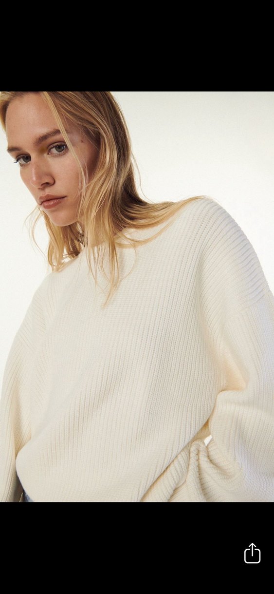 Zara Beyaz Örgü Salaş Uzun Kollu Kadın Kazak - Görsel 5