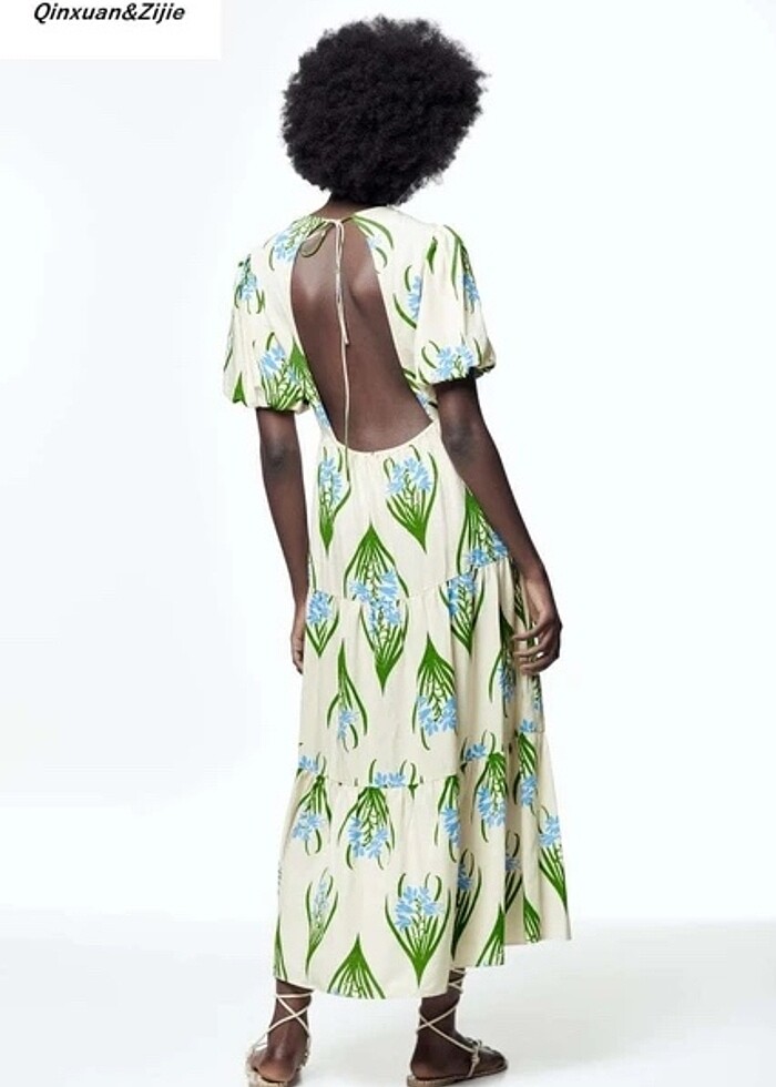 Zara desenli keten elbise - Görsel 2