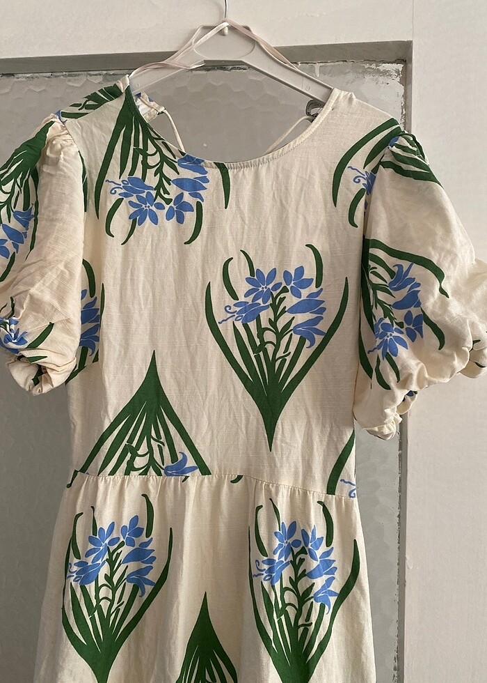 Zara desenli keten elbise - Görsel 5