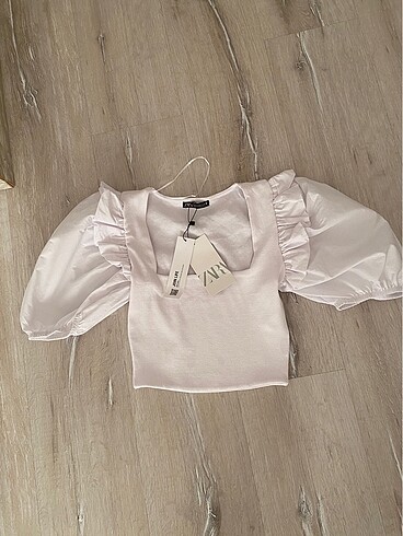 Zara ballon kol crop top - Görsel 5