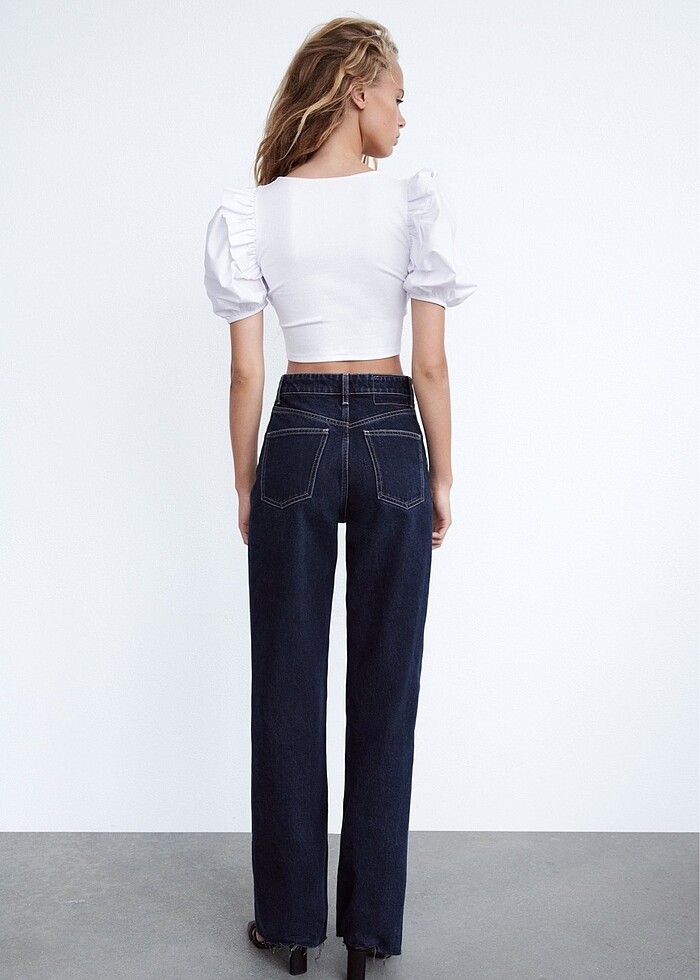 Zara ballon kol crop top - Görsel 3