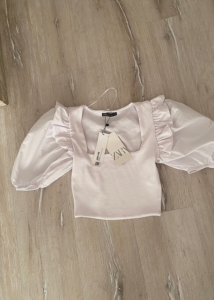 Zara ballon kol crop top - Görsel 5