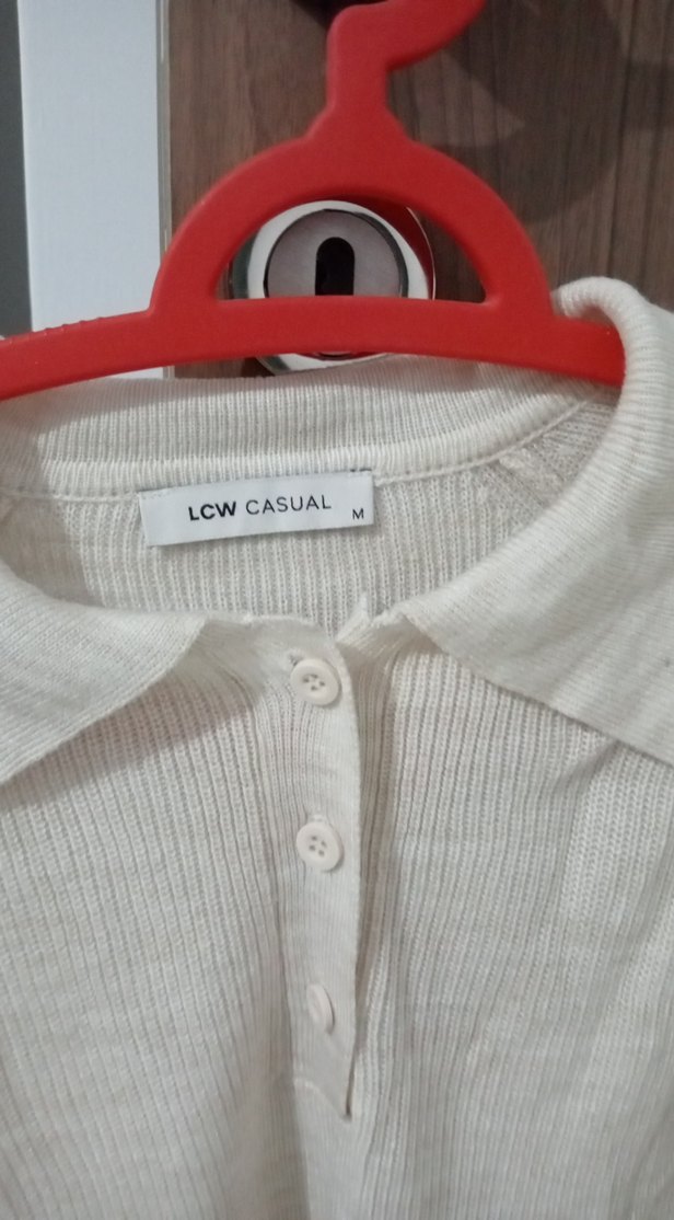 Bej Kadın  Uzun Kollu Düğmeli Kazak - Görsel 2