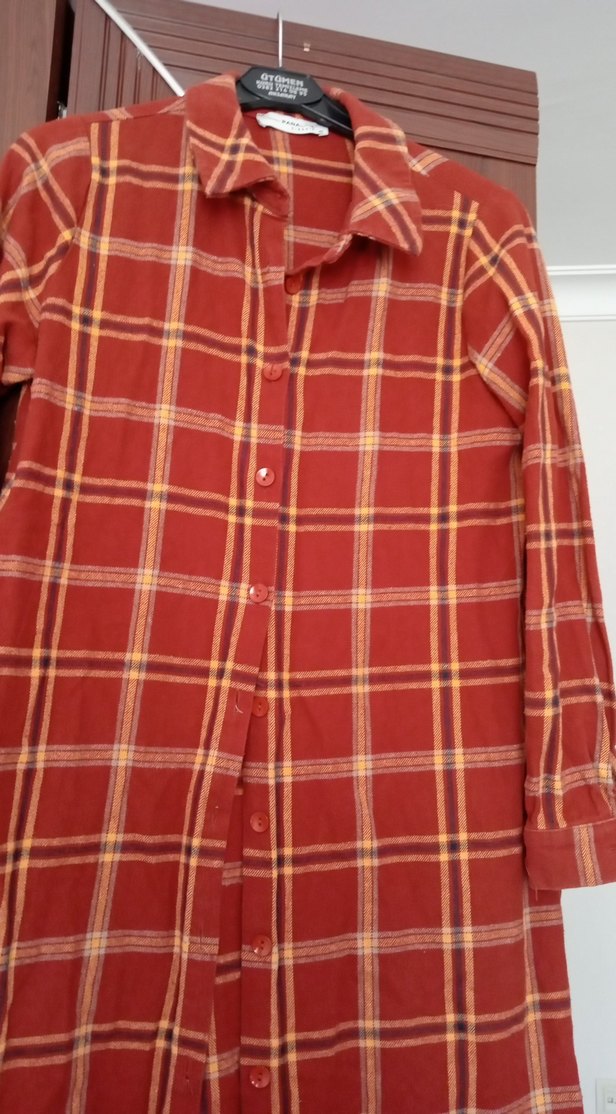 Kadın Kırmızı Uzun Düğmeli Gömlek - Görsel 2