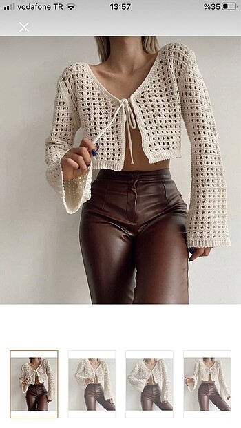 Ajurlu delikli crop hırka
