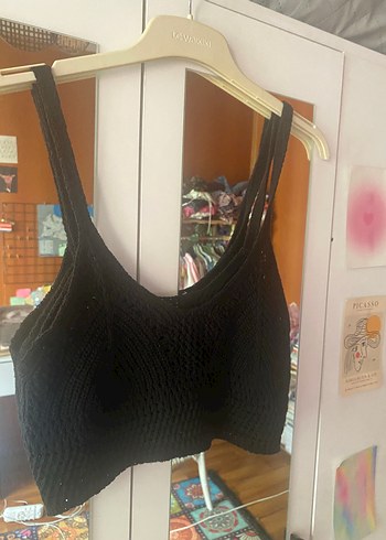 Siyah Örgü Crop Top