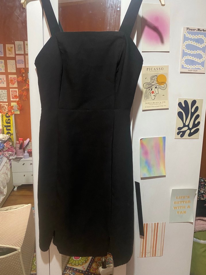 Kadın Siyah Kumaş   Strappy Askılı, Fermuarlı - Görsel 2