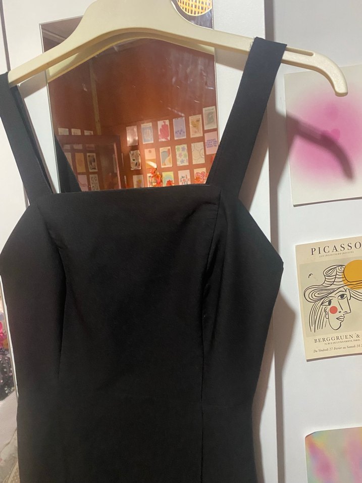 Kadın Siyah Kumaş   Strappy Askılı, Fermuarlı - Görsel 3