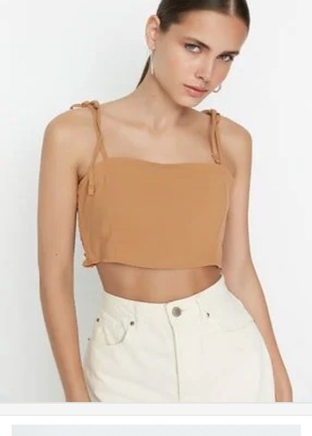 Trendyol & Milla Kahverengi İnce Askili Crop Top