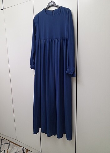 36 Beden mavi Renk Kadın robalı elbise 
