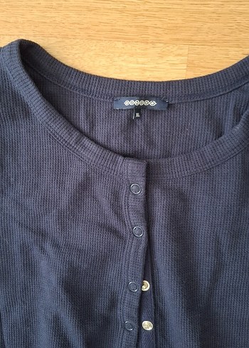 Düğmeli Lacivert Kadın Hırka bluz - Görsel 2