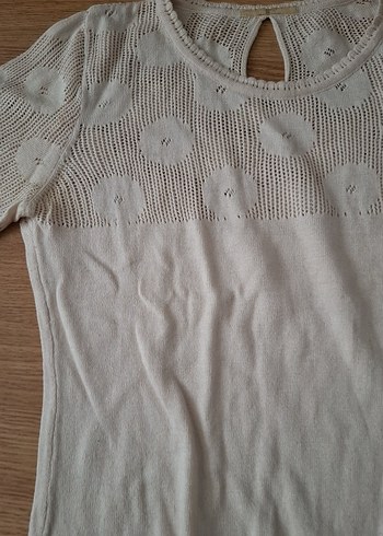 Kadın Beyaz yarım  Kollu Triko Kazak - Görsel 3