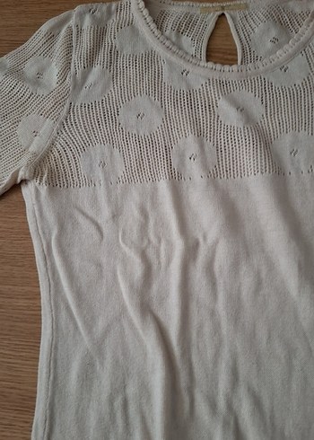 Kadın Beyaz yarım  Kollu Triko Kazak - Görsel 2