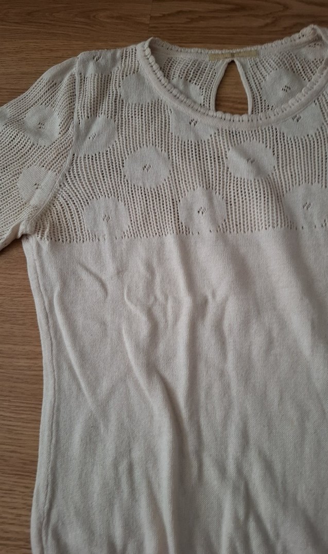 Kadın Beyaz yarım  Kollu Triko Kazak - Görsel 2