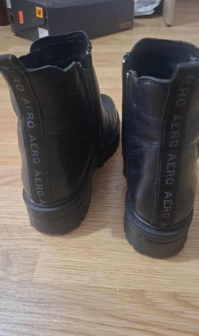 Düz Siyah Kadın Deri Bot - Görsel 2