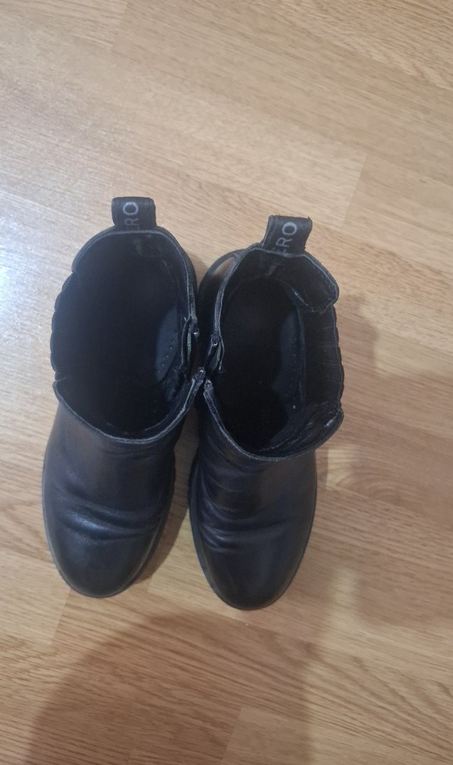 Düz Siyah Kadın Deri Bot - Görsel 4