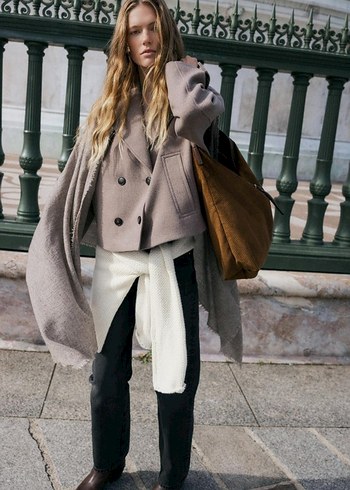 Kahverengi kadife Fermuarlı Kadın Çanta - Görsel 3