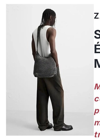 Zara Minimal Siyah Beyaz Orgu Omuz Cantasi