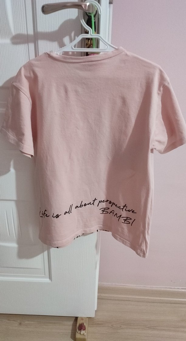 Kız Çocuk Pembe Baskılı Tişört - Görsel 2